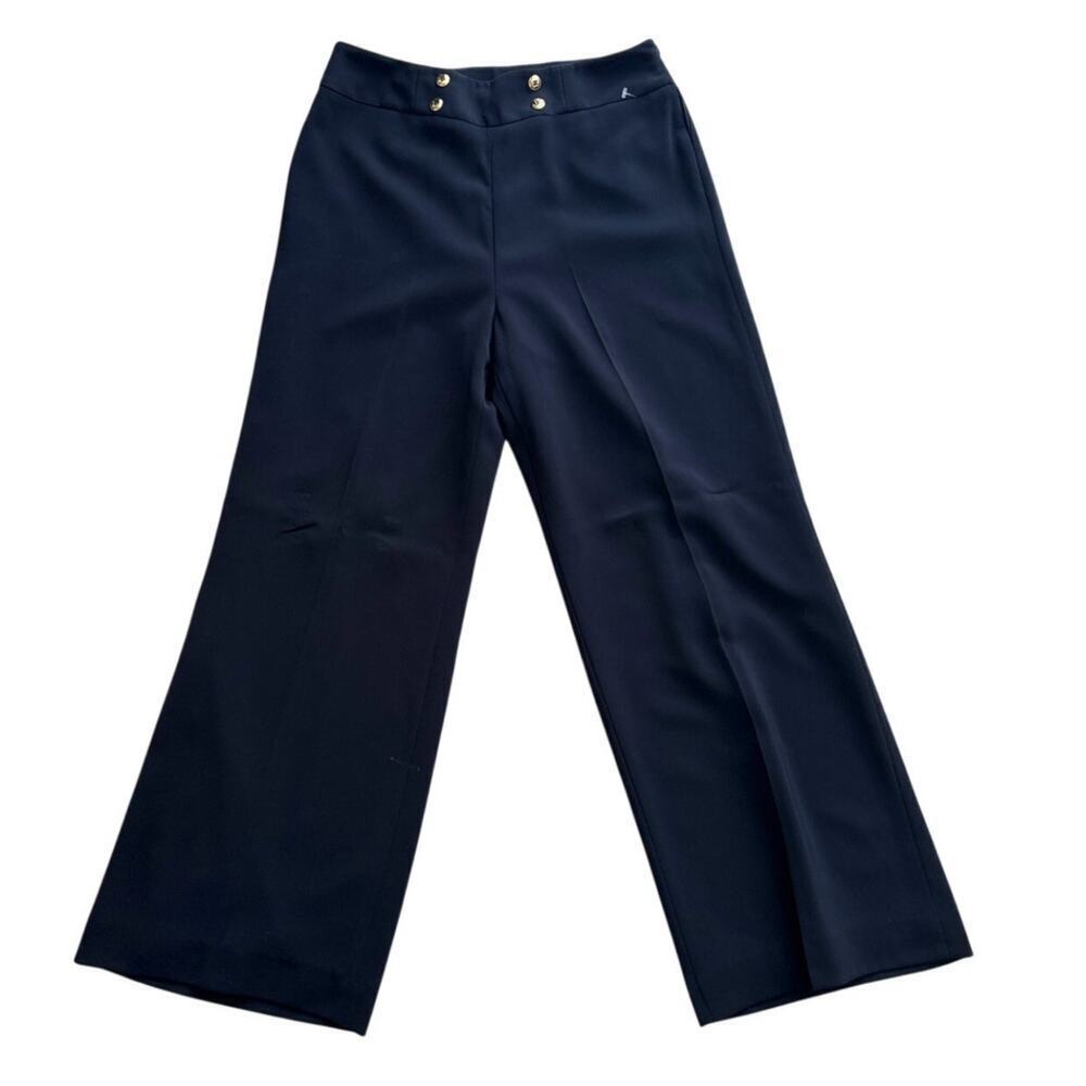 Navy Wide Leg Sailor Trousers High Rise 31x31